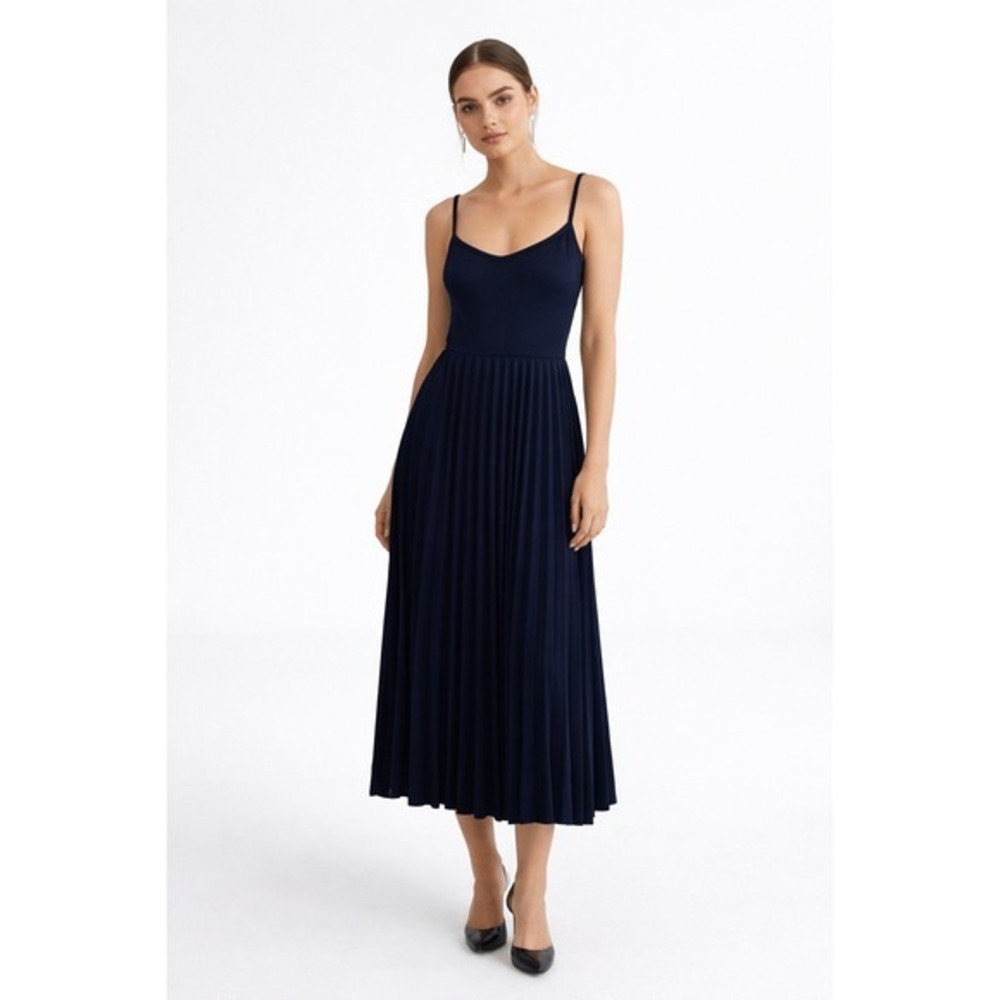 41 Hawthorn Marie Knit Pleated Dress‎ Womens S Navy NWT
